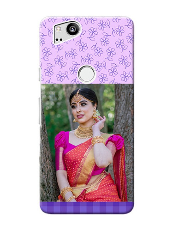 Custom Google Pixel 2 Mobile Cases: Purple Floral Design