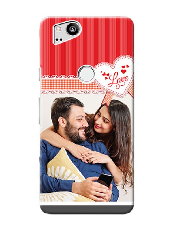 Custom Google Pixel 2 phone cases online: Red Love Pattern Design