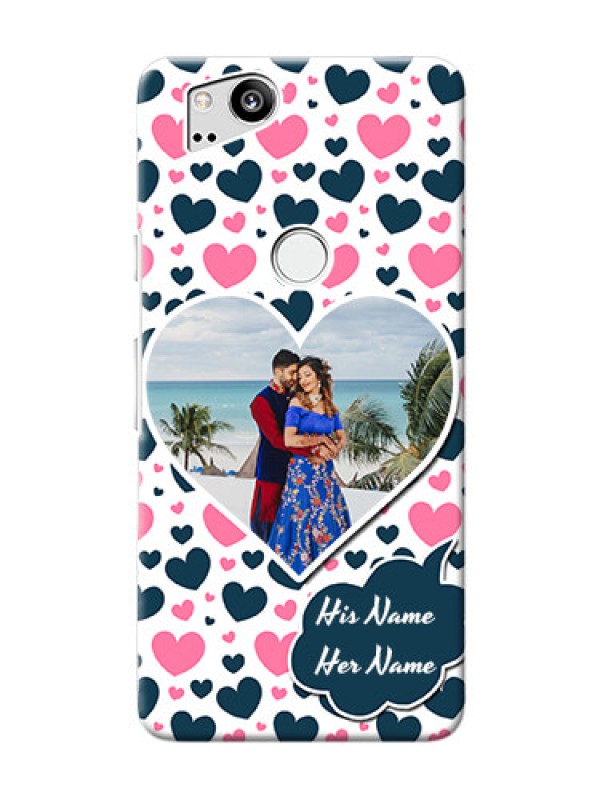 Custom Google Pixel 2 Mobile Covers Online: Pink & Blue Heart Design