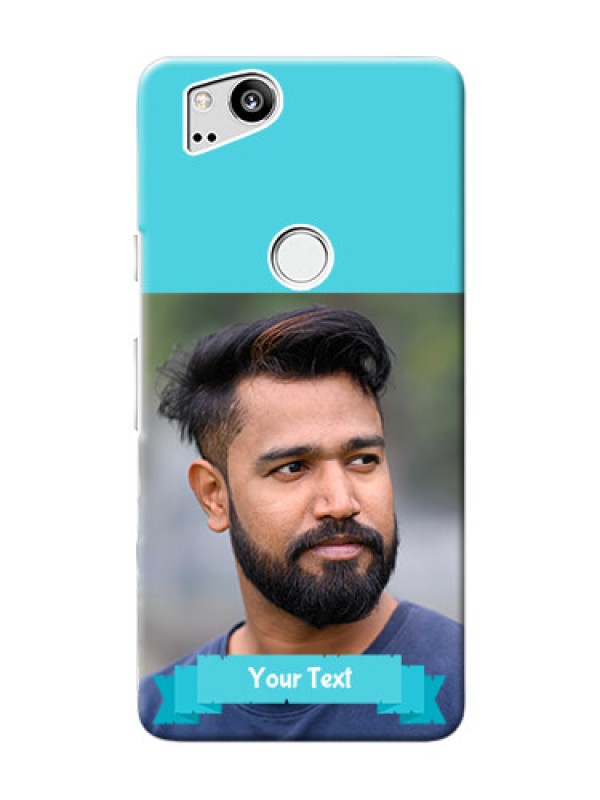 Custom Google Pixel 2 Personalized Mobile Covers: Simple Blue Color Design