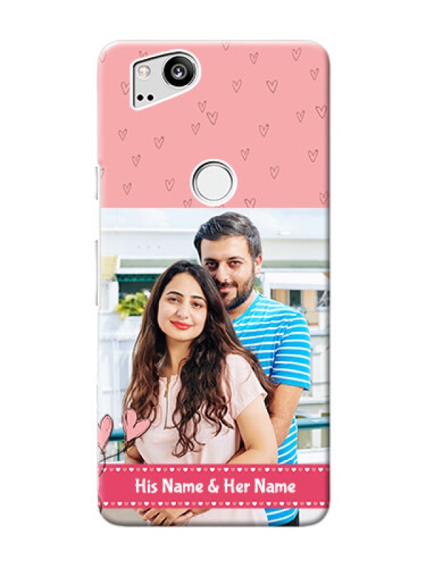 Custom Google Pixel 2 phone back covers: Love Design Peach Color