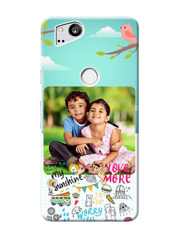Custom Google Pixel 2 phone cases online: Doodle love Design