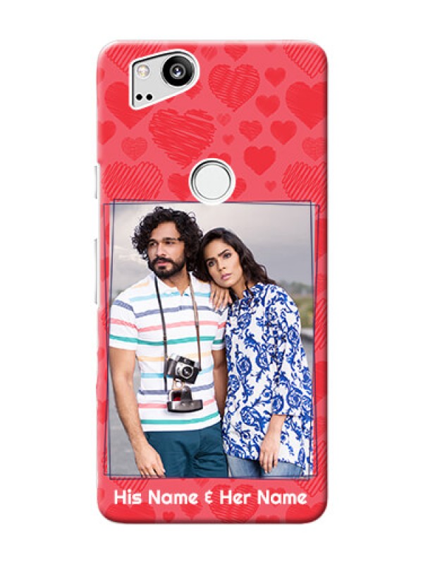 Custom Google Pixel 2 Mobile Back Covers: with Red Heart Symbols Design