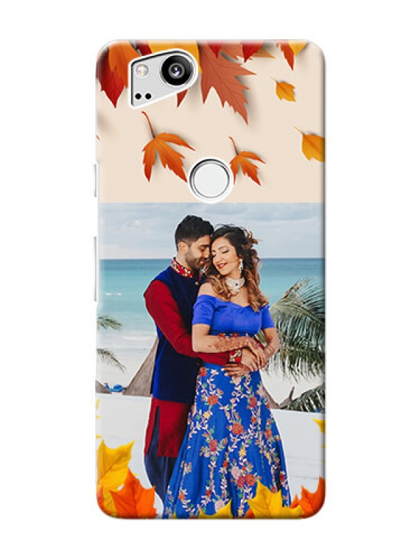 Custom Google Pixel 2 Mobile Phone Cases: Autumn Maple Leaves Design
