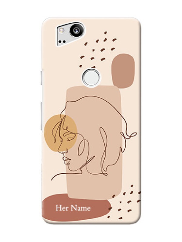 Custom Pixel 2 Custom Phone Covers: Calm Woman line art Design