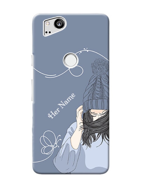 Custom Pixel 2 Custom Mobile Case with Girl in winter outfit Design