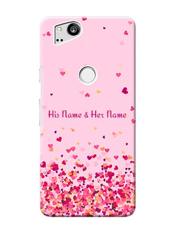 Custom Pixel 2 Phone Back Covers: Floating Hearts Design