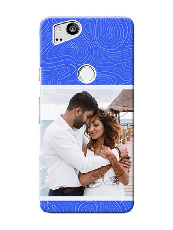 Custom Pixel 2 Mobile Back Covers: Curved line art with blue and white Design