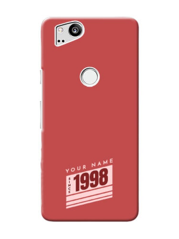 Custom Pixel 2 Phone Back Covers: Red custom year of birth Design