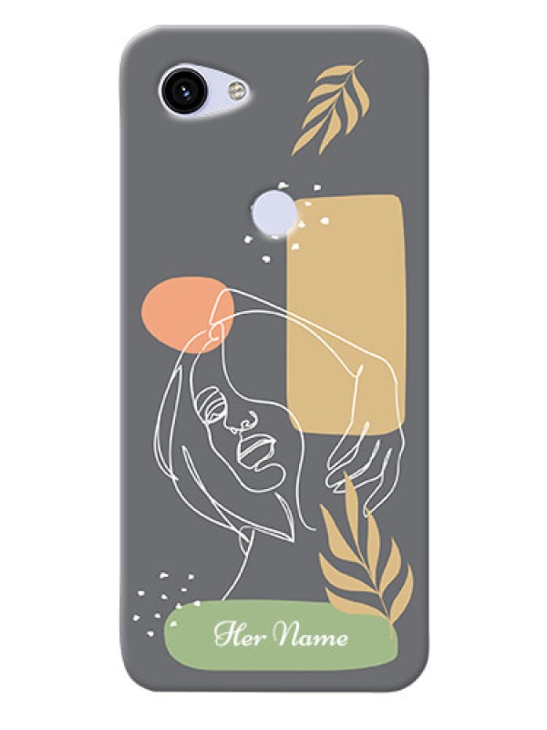 Custom Pixel 3A Phone Back Covers: Gazing Woman line art Design