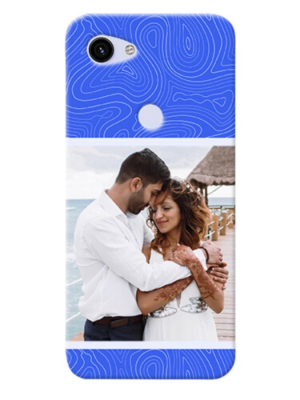 Custom Pixel 3A Mobile Back Covers: Curved line art with blue and white Design