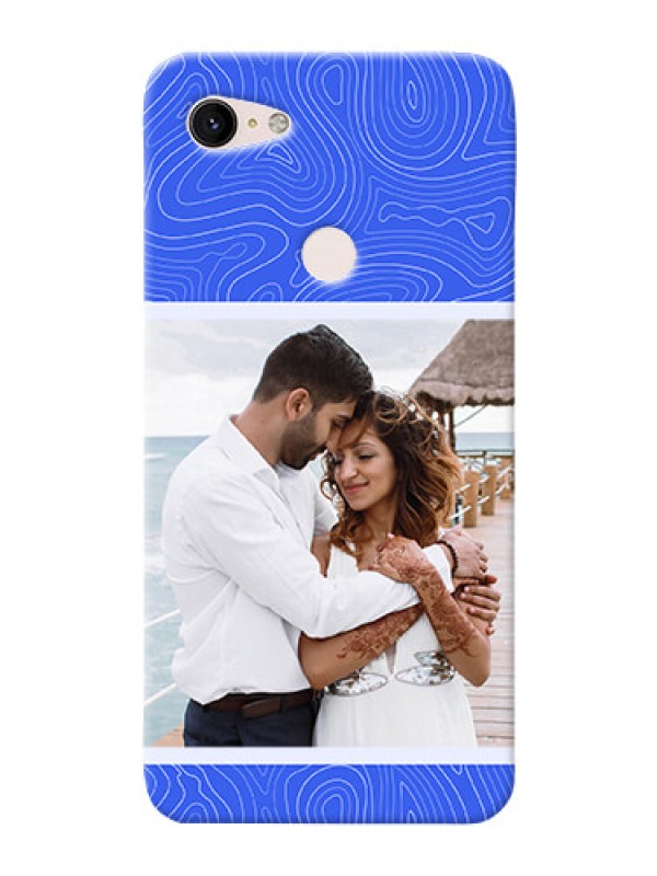 Custom Pixel 3Xl Mobile Back Covers: Curved line art with blue and white Design