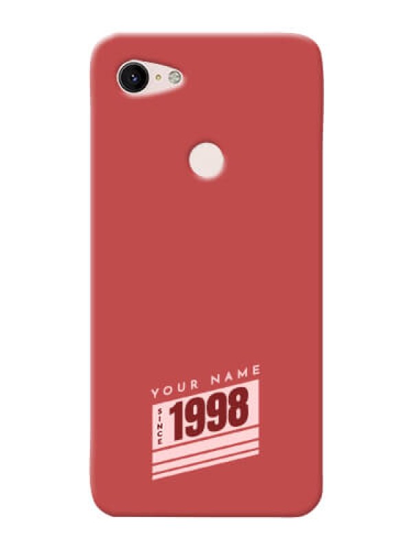 Custom Pixel 3Xl Phone Back Covers: Red custom year of birth Design