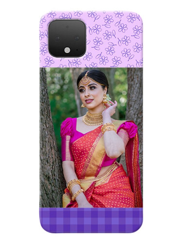 Custom Google Pixel 4 Mobile Cases: Purple Floral Design