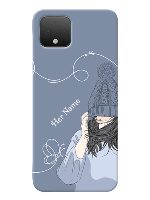 Custom Pixel 4 Custom Mobile Case with Girl in winter outfit Design