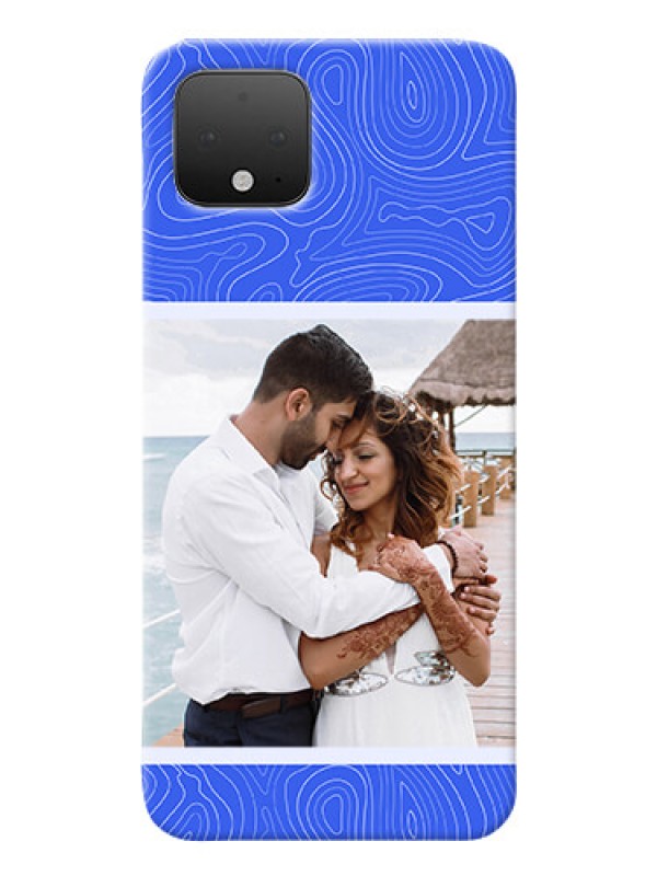 Custom Pixel 4 Mobile Back Covers: Curved line art with blue and white Design