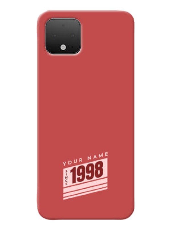 Custom Pixel 4 Phone Back Covers: Red custom year of birth Design