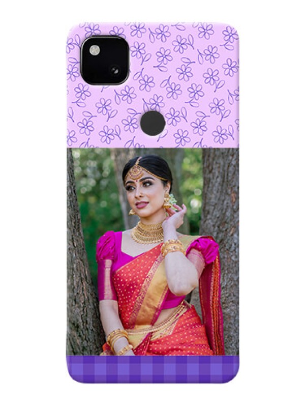 Custom Google Pixel 4A Mobile Cases: Purple Floral Design