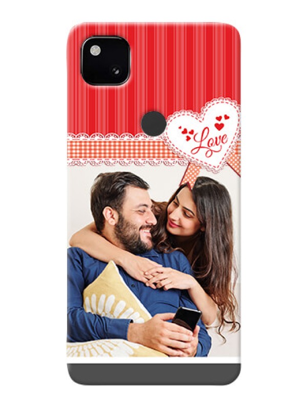Custom Google Pixel 4A phone cases online: Red Love Pattern Design