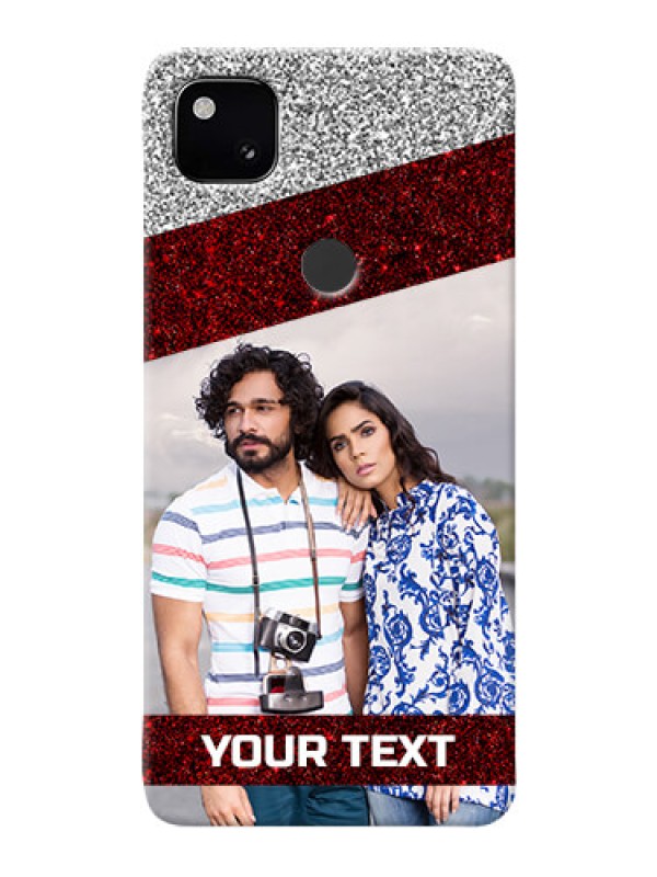 Custom Google Pixel 4A Mobile Cases: Image Holder with Glitter Strip Design