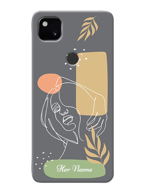 Custom Pixel 4A Phone Back Covers: Gazing Woman line art Design