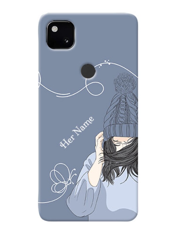 Custom Pixel 4A Custom Mobile Case with Girl in winter outfit Design