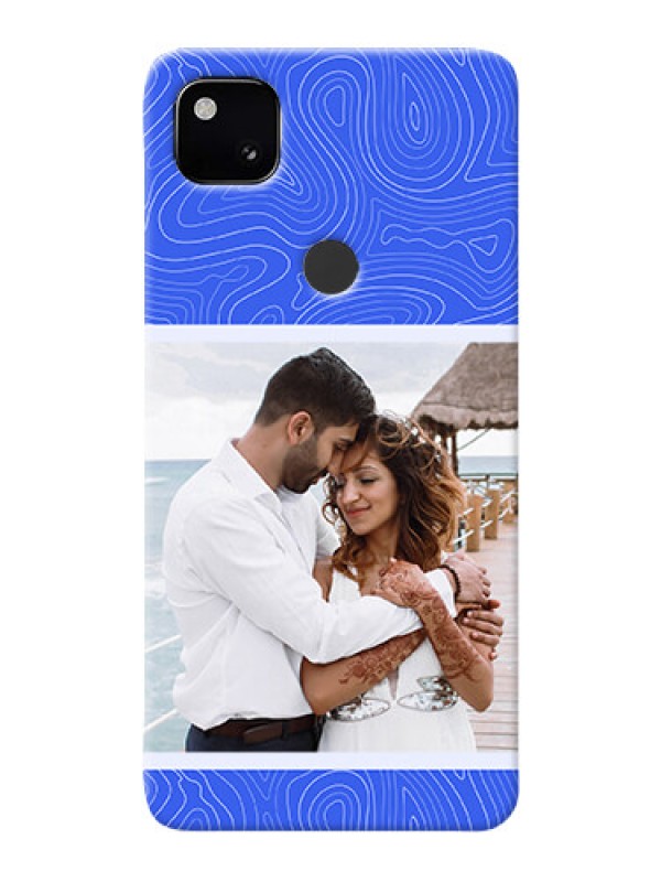 Custom Pixel 4A Mobile Back Covers: Curved line art with blue and white Design