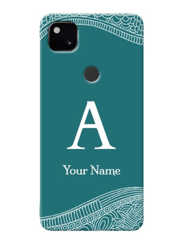 Custom Pixel 4A Mobile Back Covers: line art pattern with custom name Design