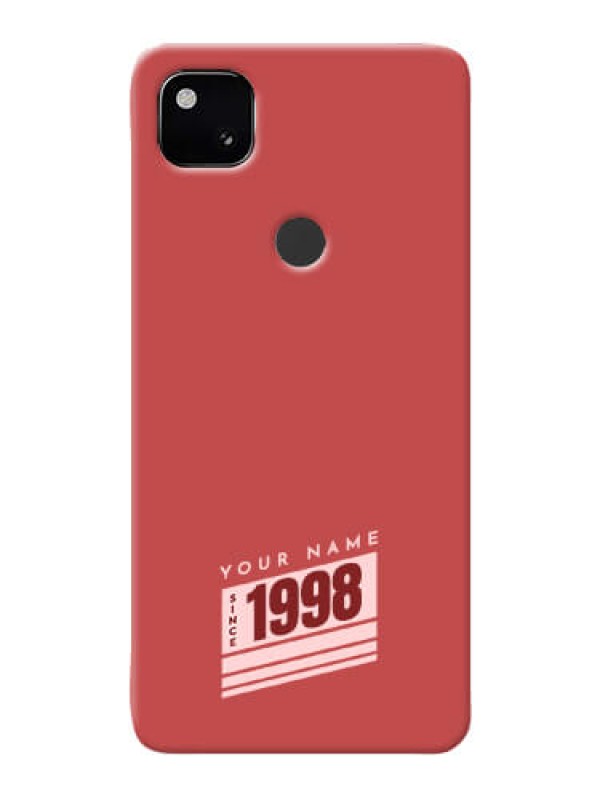 Custom Pixel 4A Phone Back Covers: Red custom year of birth Design