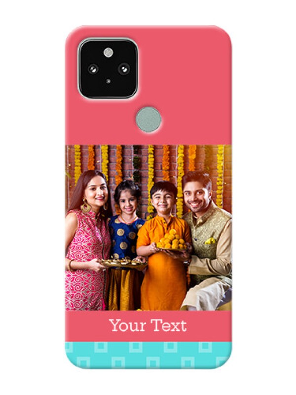 Custom Pixel 5 5G Mobile Back Covers: Peach & Blue Color Design