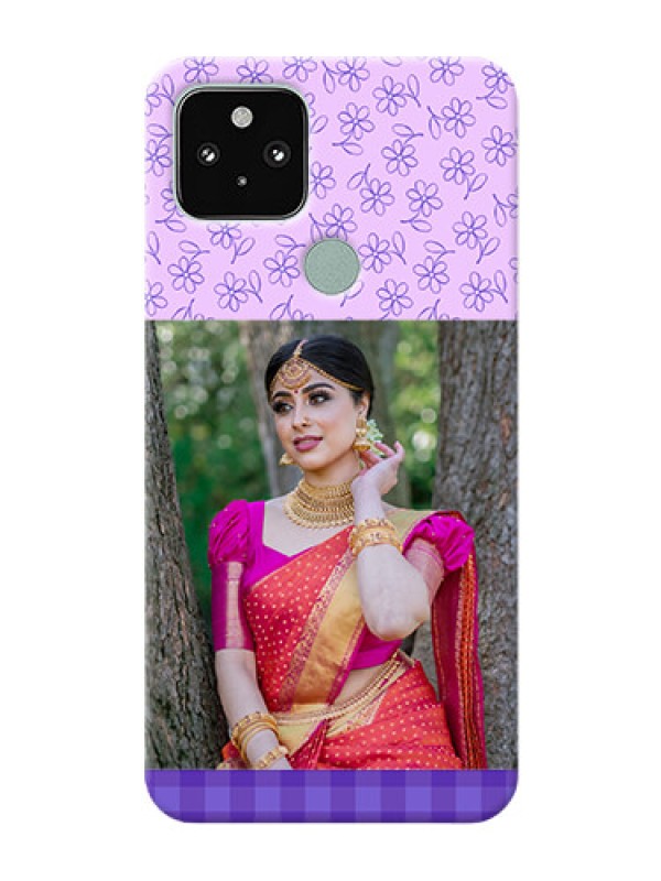 Custom Pixel 5 5G Mobile Cases: Purple Floral Design