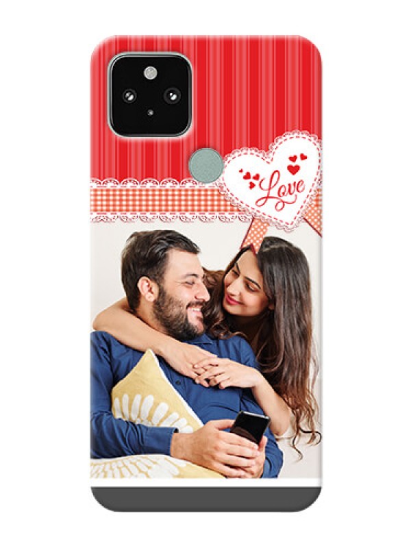 Custom Pixel 5 5G phone cases online: Red Love Pattern Design