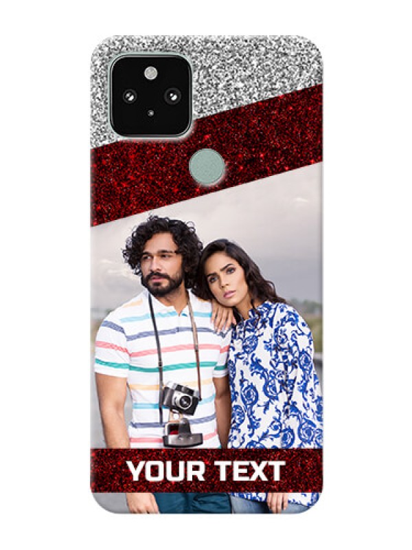 Custom Pixel 5 5G Mobile Cases: Image Holder with Glitter Strip Design