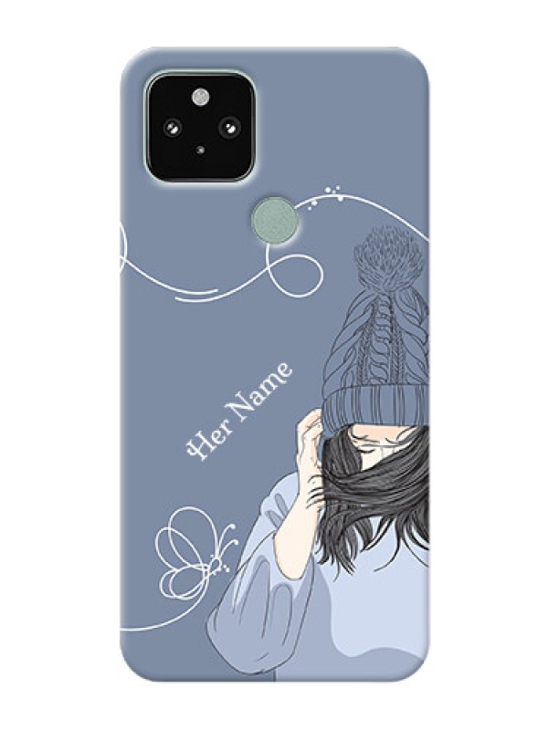 Custom Pixel 5 Custom Mobile Case with Girl in winter outfit Design