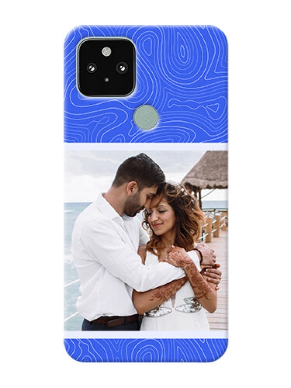 Custom Pixel 5 Mobile Back Covers: Curved line art with blue and white Design