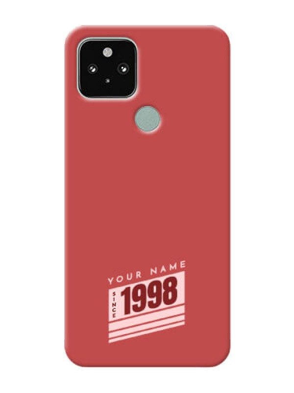 Custom Pixel 5 Phone Back Covers: Red custom year of birth Design