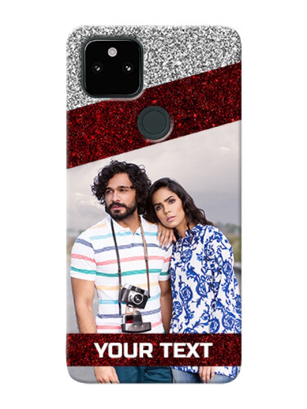 Custom Pixel 5A Mobile Cases: Image Holder with Glitter Strip Design