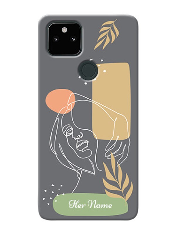 Custom Pixel 5A 5G Phone Back Covers: Gazing Woman line art Design