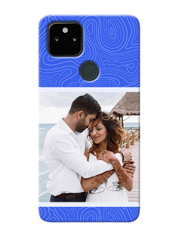 Custom Pixel 5A 5G Mobile Back Covers: Curved line art with blue and white Design