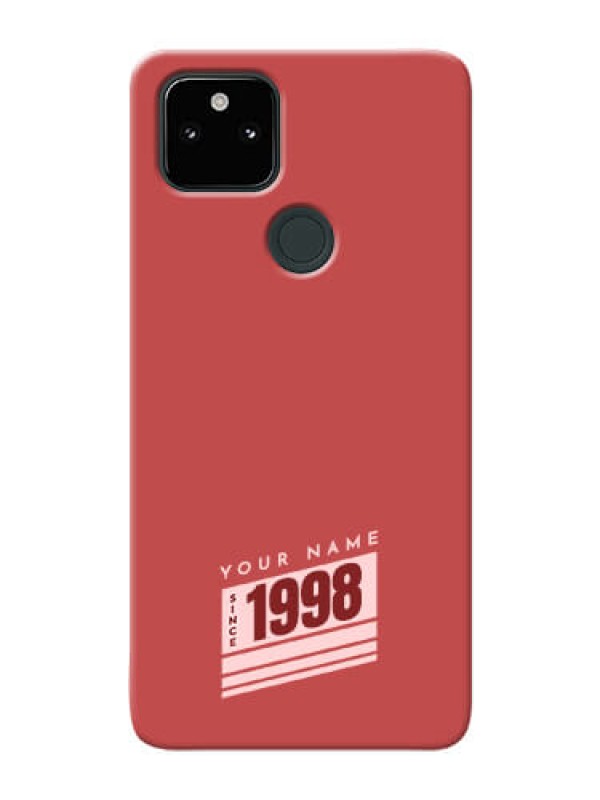 Custom Pixel 5A 5G Phone Back Covers: Red custom year of birth Design