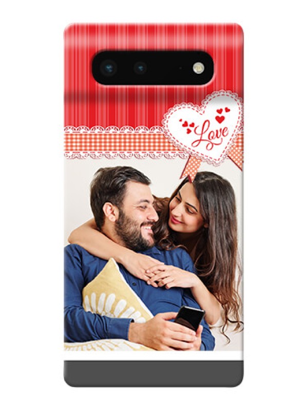 Custom Pixel 6 5G phone cases online: Red Love Pattern Design
