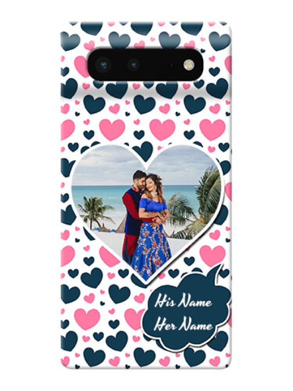Custom Pixel 6 5G Mobile Covers Online: Pink & Blue Heart Design