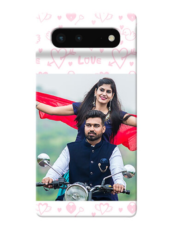 Custom Pixel 6 5G personalized phone covers: Pink Flying Heart Design