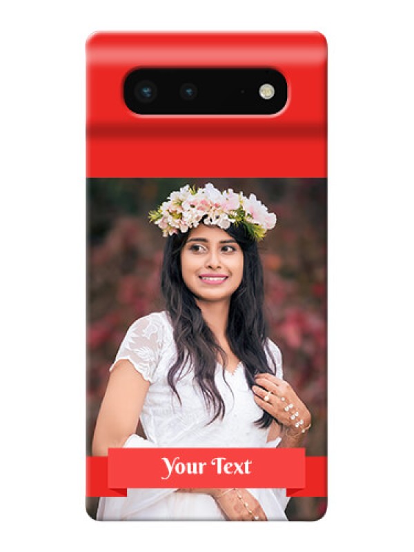 Custom Pixel 6 5G Personalised mobile covers: Simple Red Color Design