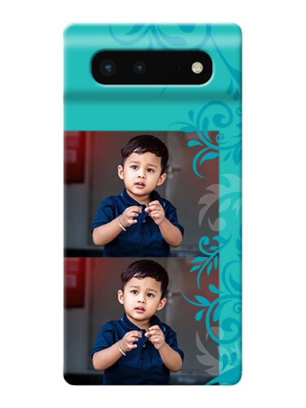 Custom Pixel 6 5G Mobile Cases with Photo and Green Floral Design 