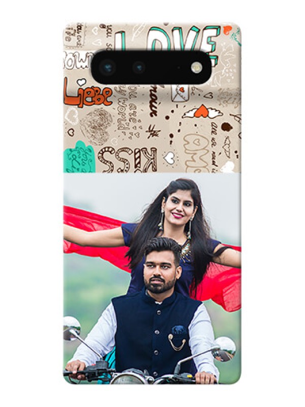 Custom Pixel 6 5G Personalised mobile covers: Love Doodle Pattern 
