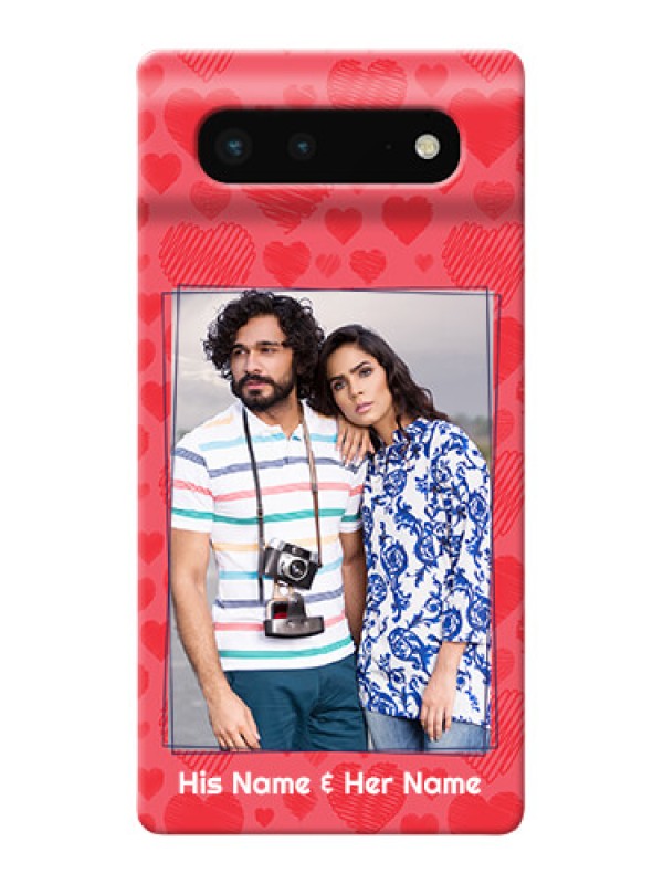 Custom Pixel 6 5G Mobile Back Covers: with Red Heart Symbols Design