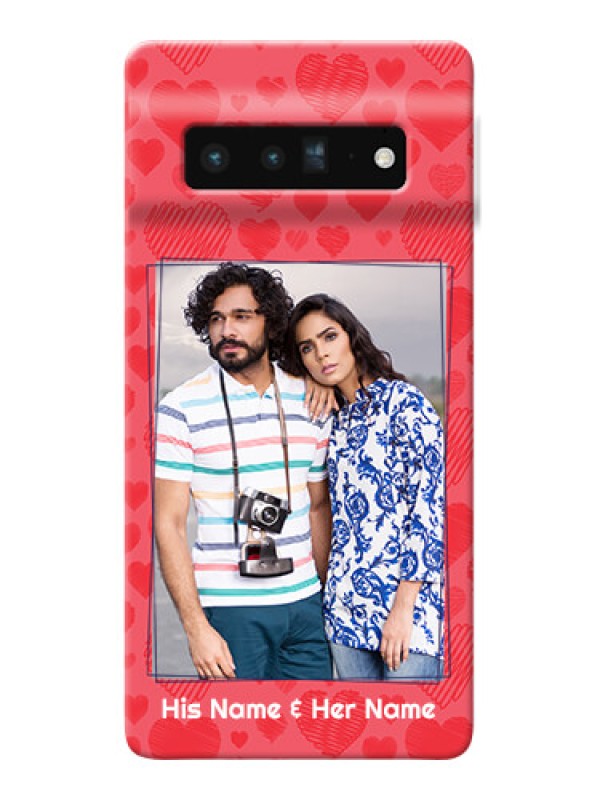 Custom Pixel 6 Pro 5G Mobile Back Covers: with Red Heart Symbols Design