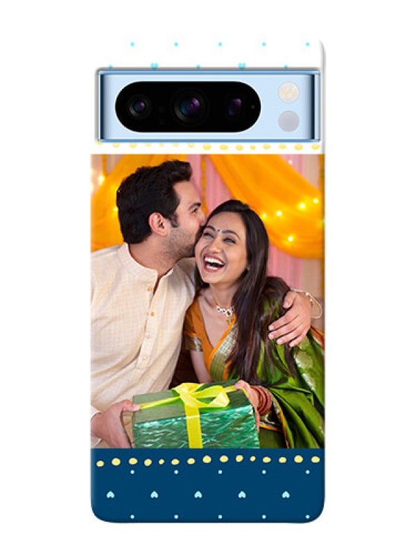 Custom Google Pixel 8 5G Phone Covers: White and Blue Abstract Design