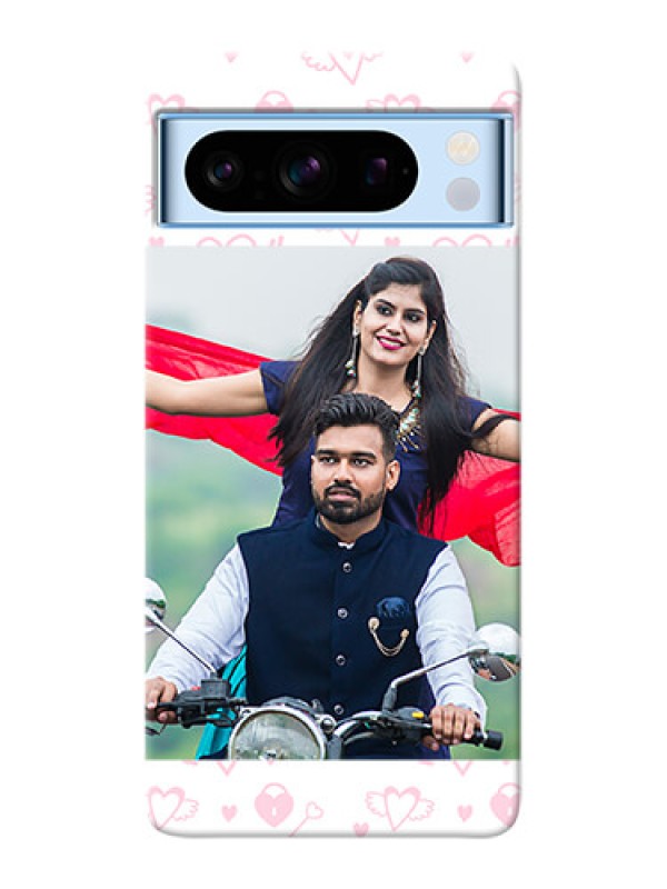 Custom Google Pixel 8 5G personalized phone covers: Pink Flying Heart Design